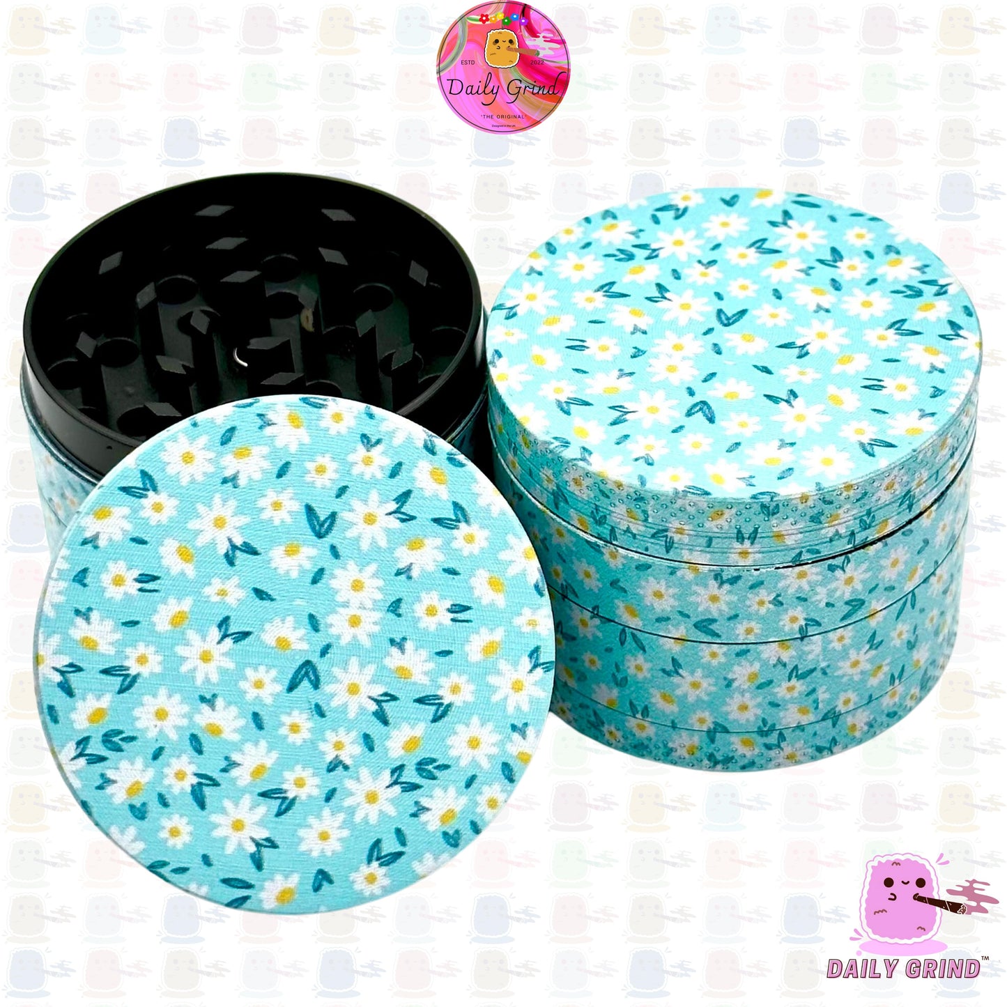 Daisy Flowers Design Cute Girls - 50mm 4-Piece High Quality Custom Metal Kitchen Herb Grinder Gift Idea