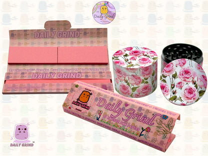 Cute Pink Roses Summer Flower - 50mm 4-Piece High Quality Custom Metal Tobacco Herb Grinder Gift Idea