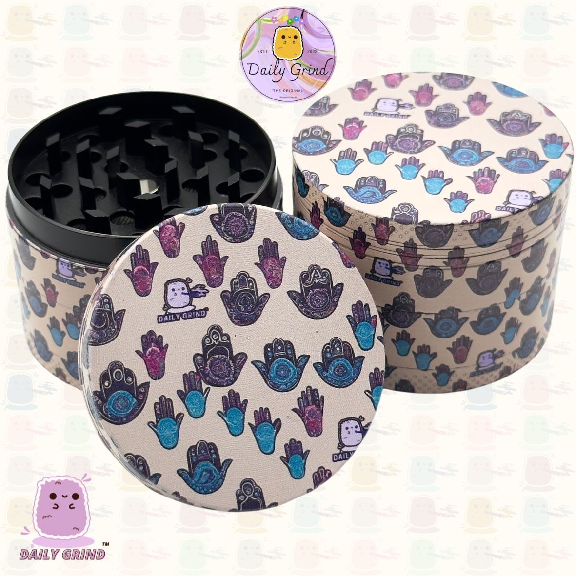 Motif Trippy coloré ondulé liquide Hallucination 50mm 4 pièces haute qualité personnalisé métal herbe broyeur cadeau 