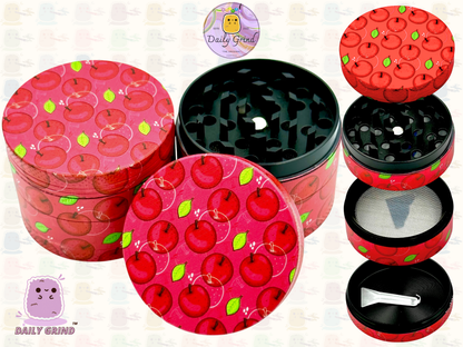 Red Apple Juicy Fruit Candy  - 50mm 4-Piece High Quality Custom Metal Tobacco Herb Grinder Gift Idea