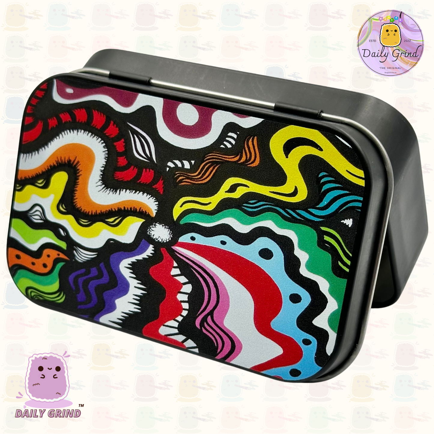Années 90 Galaxie Planètes colorées Design de l'espace extra-atmosphérique 2oz Pilule de tabac noir Baccy Cachette Pièces Cristaux Bijoux Charnière Couvercle Étain Cadeau