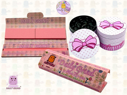 Jolie boîte avec un nœud rose – 50 mm, 4 pièces, broyeur d'herbes en métal personnalisé de haute qualité, cadeau 