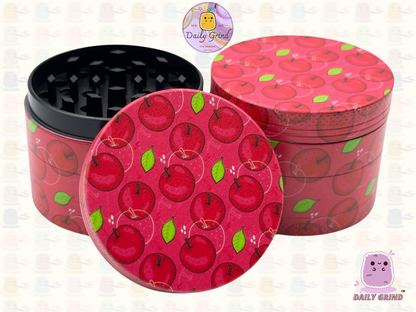 Red Apple Juicy Fruit Candy  - 50mm 4-Piece High Quality Custom Metal Tobacco Herb Grinder Gift Idea