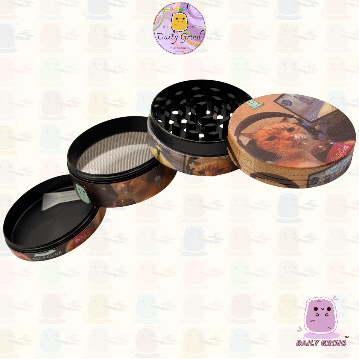 Gamer Kitten - 50mm Custom 4-Piece Metal Tobacco Herb Grinder - Christmas Gift