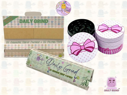 Jolie boîte avec un nœud rose – 50 mm, 4 pièces, broyeur d'herbes en métal personnalisé de haute qualité, cadeau 