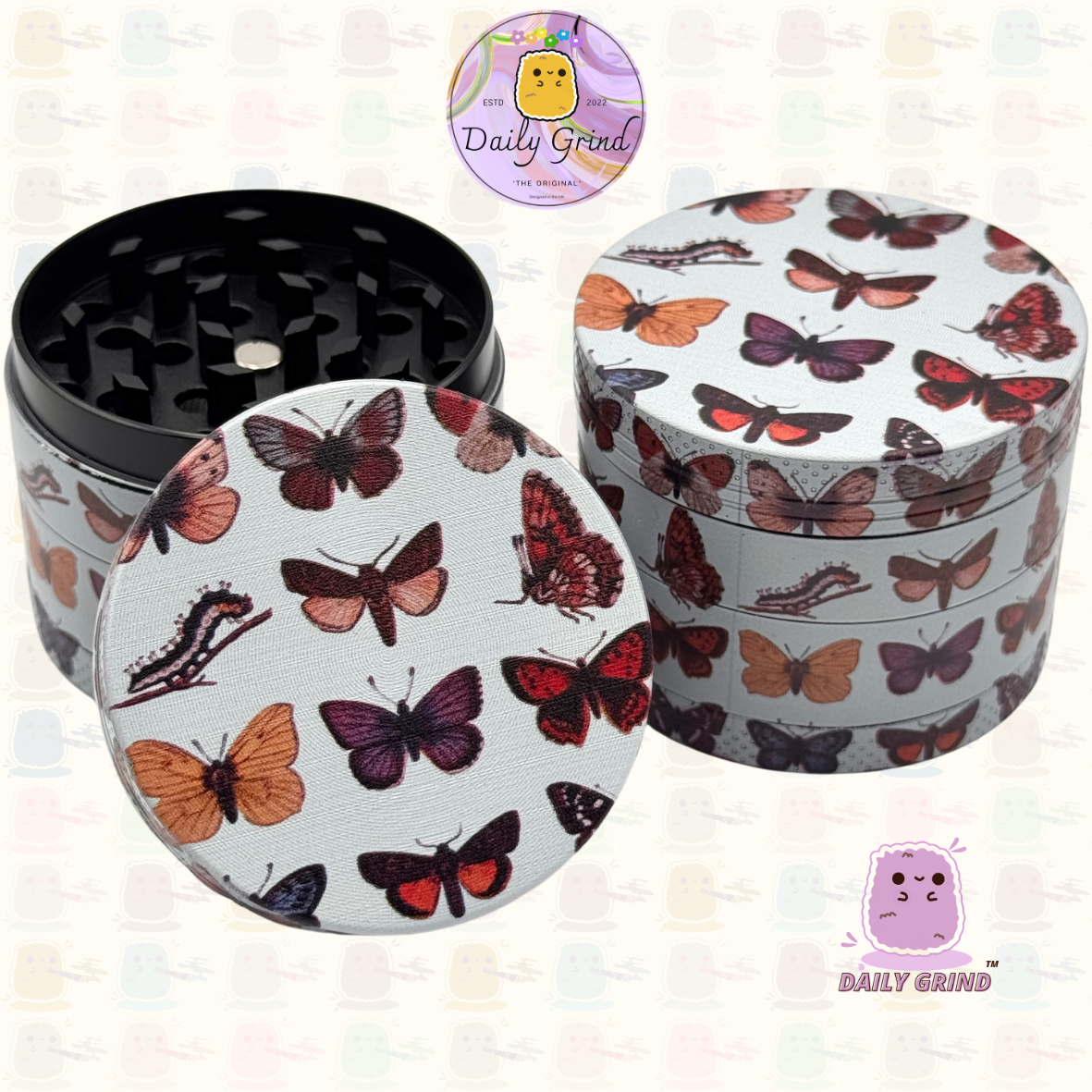 Mignon œil de cristal coloré Trippy 50mm 4 pièces de haute qualité personnalisé broyeur d'herbes en métal cadeau 