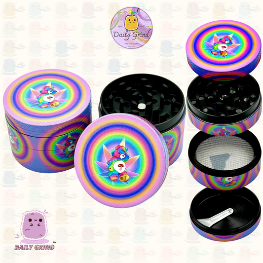 Ours coloré mignon psychédélique – 50 mm, 4 pièces, broyeur d'herbes en métal de haute qualité, cadeau 