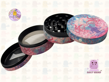 Motif Trippy coloré ondulé liquide Hallucination 50mm 4 pièces haute qualité personnalisé métal herbe broyeur cadeau 