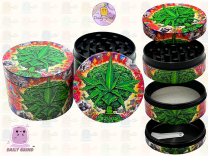 Motif Trippy coloré ondulé liquide Hallucination 50mm 4 pièces haute qualité personnalisé métal herbe broyeur cadeau 