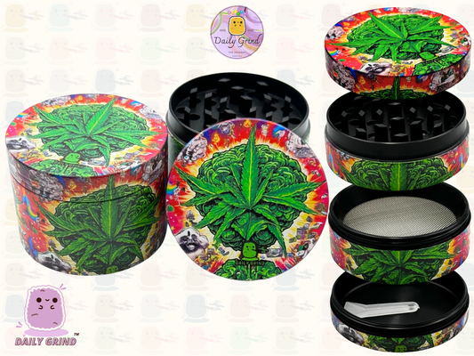 Motif Trippy coloré ondulé liquide Hallucination 50mm 4 pièces haute qualité personnalisé métal herbe broyeur cadeau 