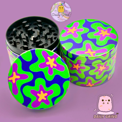 Colourful Cute 60's 70's Flower Power - 50mm 4-Piece High Quality Custom Metal Tobacco Herb Grinder Gift Idea