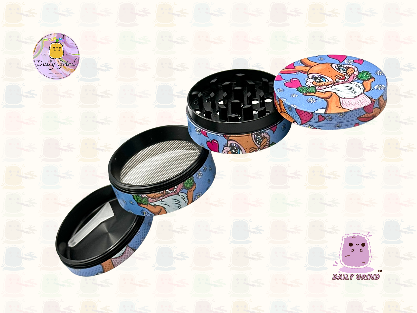 Squirrel Loving Romance Cute Nature - 50mm 4-Piece Premium Custom Metal Tobacco Herb Grinder Cute Gift Idea
