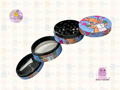 Squirrel Loving Romance Cute Nature - 50mm 4-Piece Premium Custom Metal Tobacco Herb Grinder Cute Gift Idea