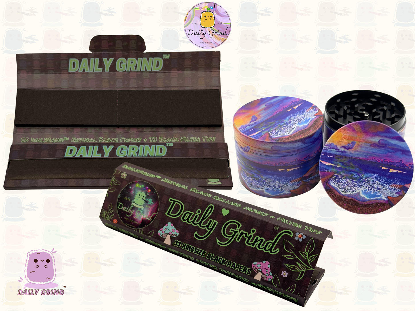 Coastal Sunset Surf Beach Trippy Art - 50mm Premium 4-Piece Custom Metal Tobacco Herb Grinder Gift Idea