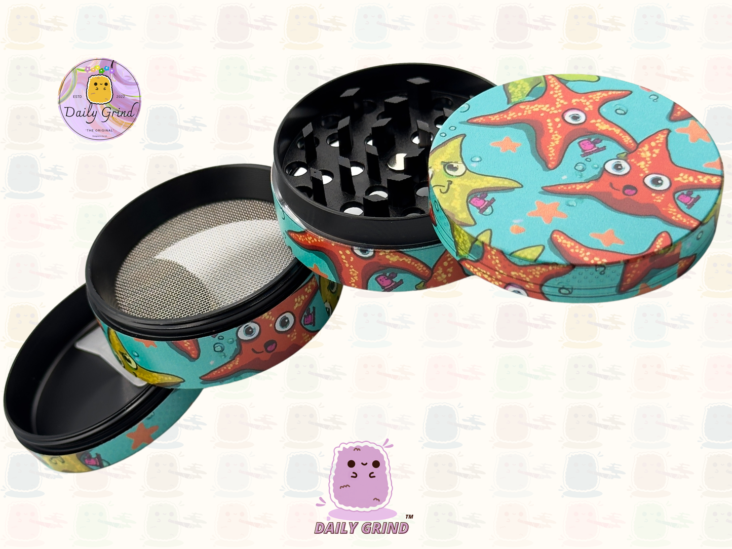 Motif Trippy coloré ondulé liquide Hallucination 50mm 4 pièces haute qualité personnalisé métal herbe broyeur cadeau 