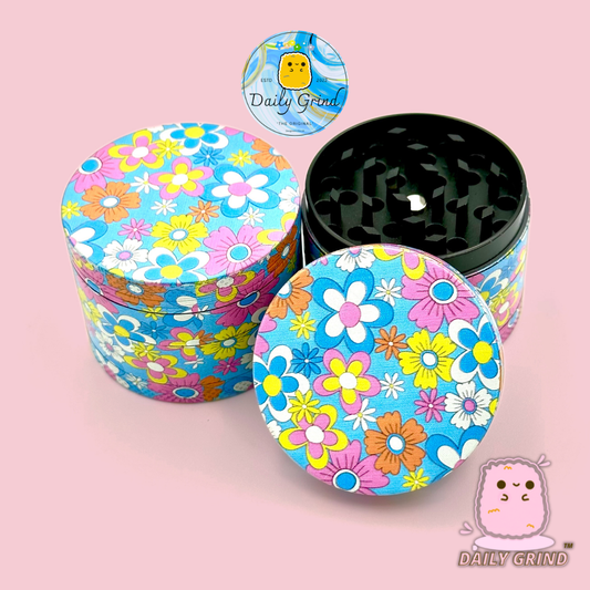 60's 70's Flower Floral Cute Pattern Beau design coloré - 50mm 4 pièces de haute qualité personnalisé métal herbe broyeur filles cadeau 