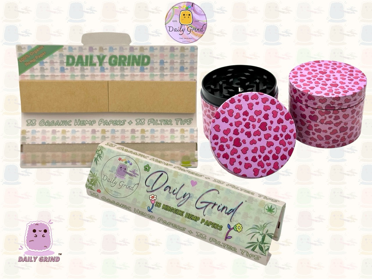Pink Love Hearts Cute Girly - 50mm 4-Piece High Quality Metal Tobacco Herb Grinder Gift Idea