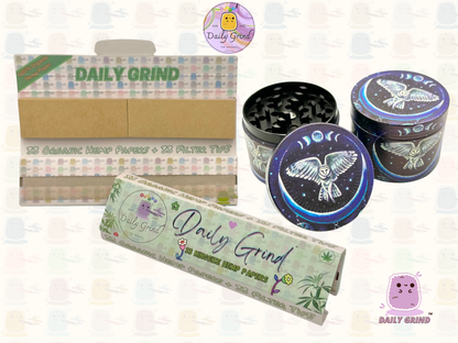 Night Owl In the Sky Moon - 50mm 4-Piece Premium Custom Metal Tobacco Herb Grinder Cute Gift Idea