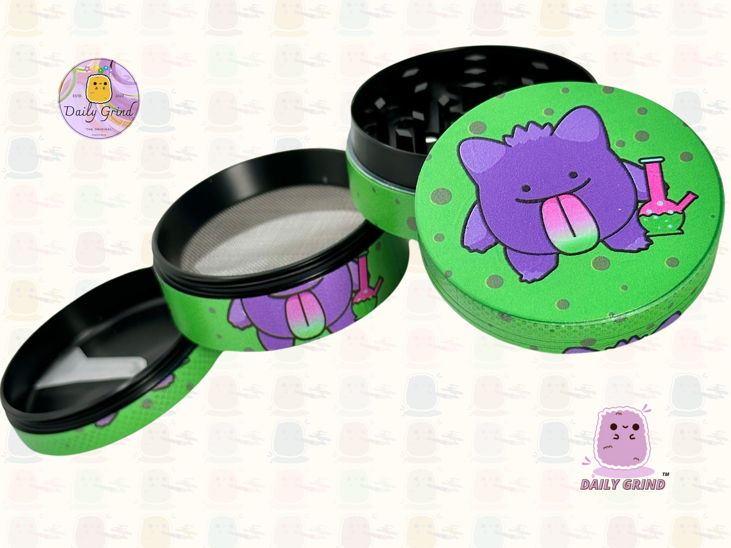 Mignon monstre vert meilleur ami - 50mm 4 pièces de haute qualité personnalisé en métal broyeur d'herbes cadeau 