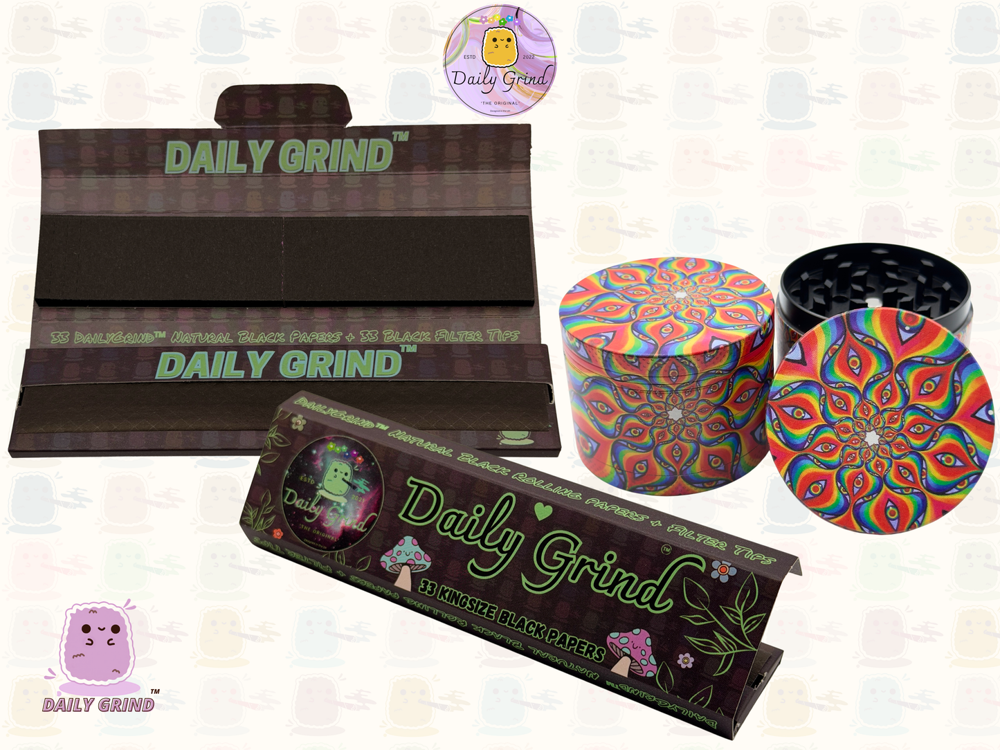 Motif Trippy coloré ondulé liquide Hallucination 50mm 4 pièces haute qualité personnalisé métal herbe broyeur cadeau 