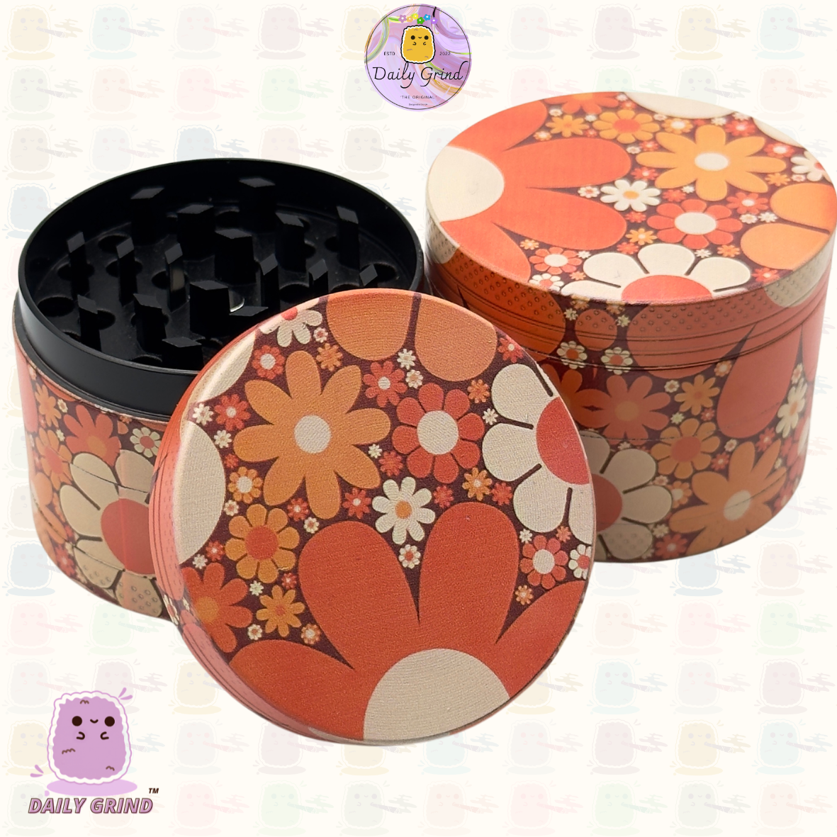 Motif Trippy coloré ondulé liquide Hallucination 50mm 4 pièces haute qualité personnalisé métal herbe broyeur cadeau 