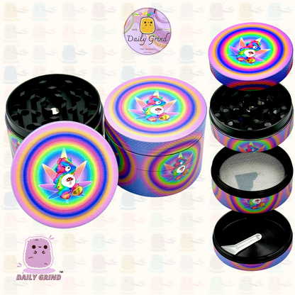 Ours coloré mignon psychédélique – 50 mm, 4 pièces, broyeur d'herbes en métal de haute qualité, cadeau 