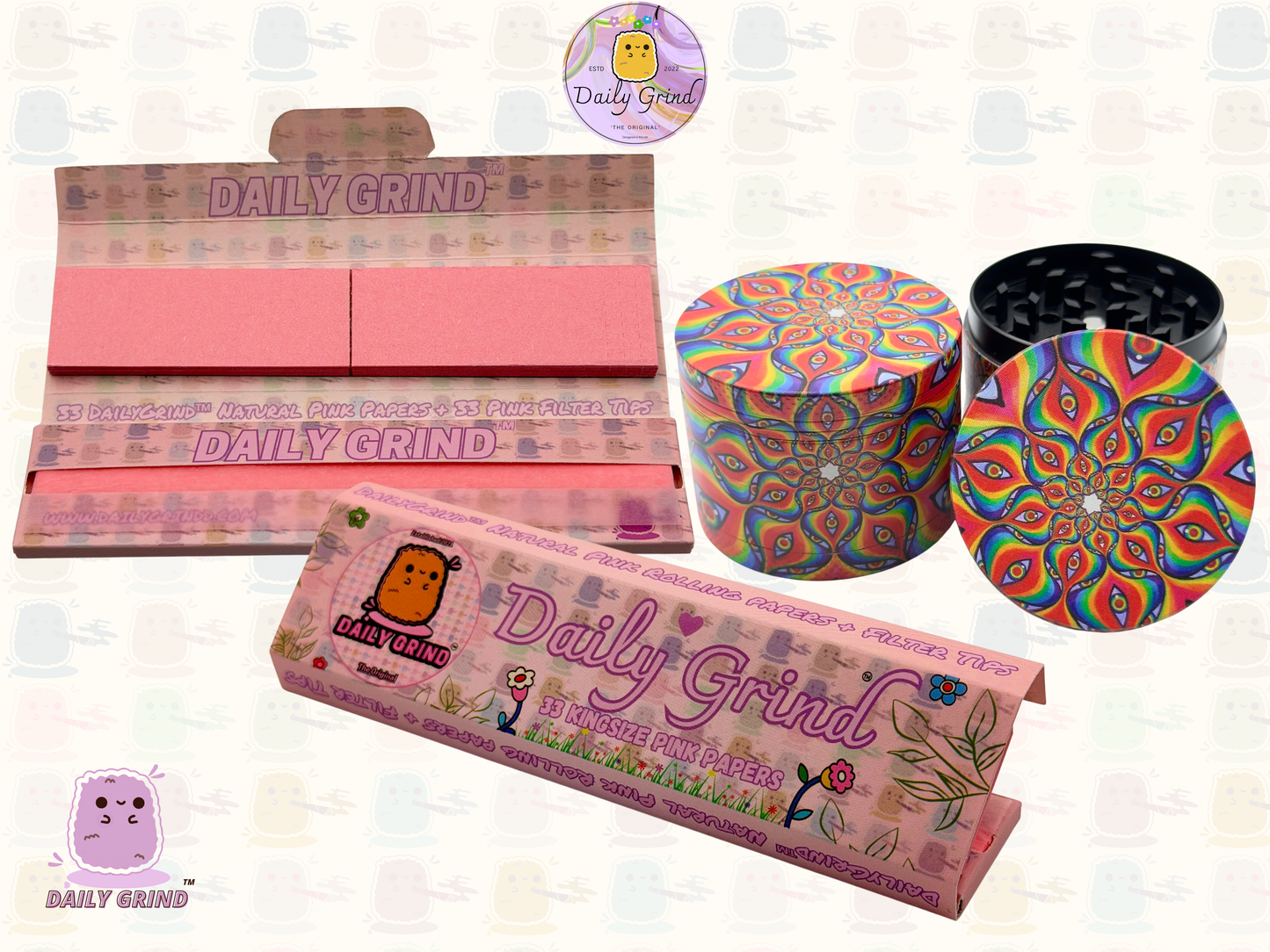 Motif Trippy coloré ondulé liquide Hallucination 50mm 4 pièces haute qualité personnalisé métal herbe broyeur cadeau 
