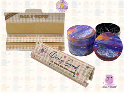 Coastal Sunset Surf Beach Trippy Art - 50mm Premium 4-Piece Custom Metal Tobacco Herb Grinder Gift Idea
