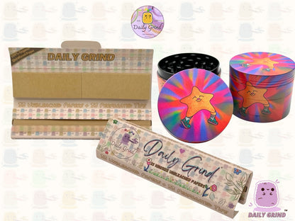 Happy Star Kawaii Tie Dye Cute - 50mm 4-Piece High Quality Custom Metal Tobacco Herb Grinder Gift Idea