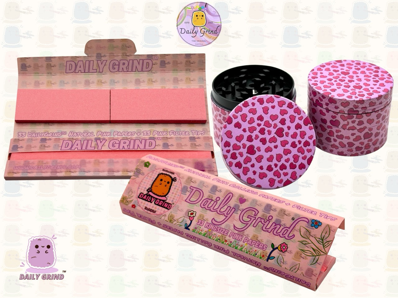 Pink Love Hearts Cute Girly - 50mm 4-Piece High Quality Metal Tobacco Herb Grinder Gift Idea