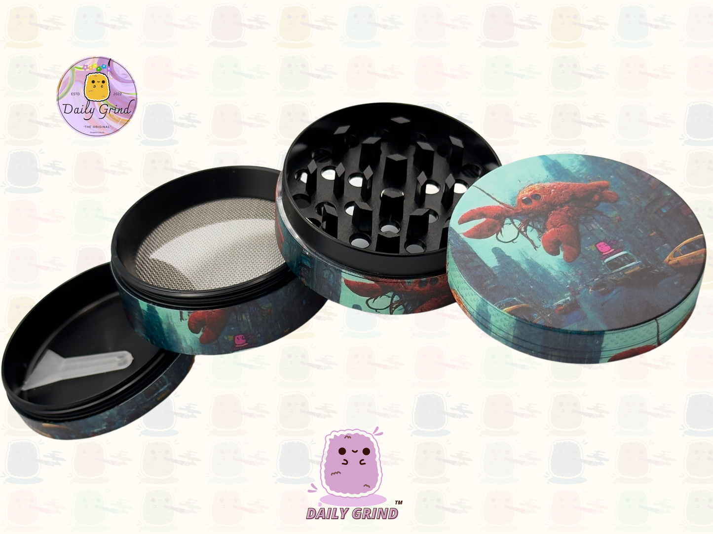 Motif Trippy coloré ondulé liquide Hallucination 50mm 4 pièces haute qualité personnalisé métal herbe broyeur cadeau 