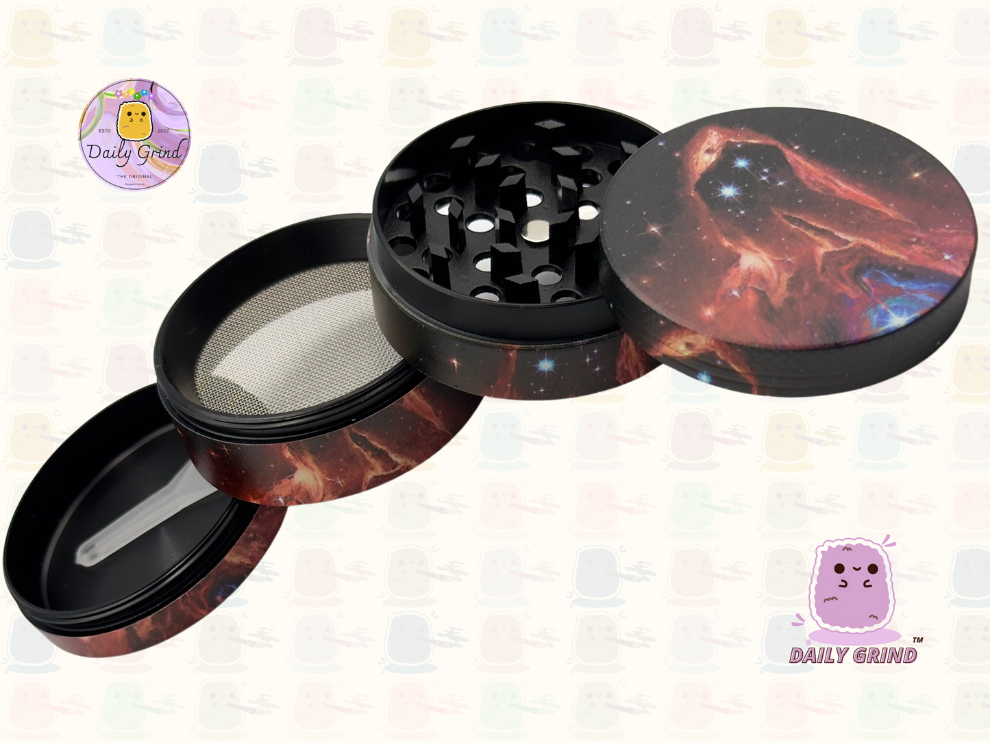 Motif Trippy coloré ondulé liquide Hallucination 50mm 4 pièces haute qualité personnalisé métal herbe broyeur cadeau 