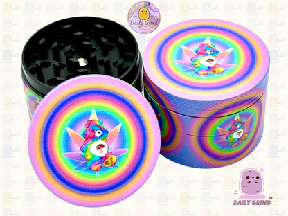 Ours coloré mignon psychédélique – 50 mm, 4 pièces, broyeur d'herbes en métal de haute qualité, cadeau 