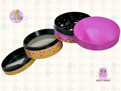 Cornet de crème glacée Cherry Bubblegum, Design rose mignon, 50mm, 4 pièces, broyeur d'herbes en métal personnalisé de haute qualité, cadeau 