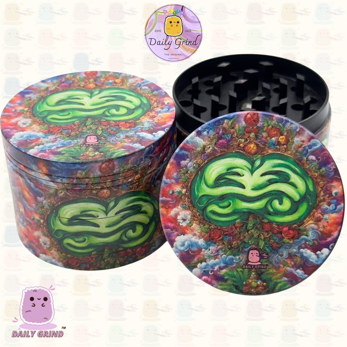 Motif Trippy coloré ondulé liquide Hallucination 50mm 4 pièces haute qualité personnalisé métal herbe broyeur cadeau 