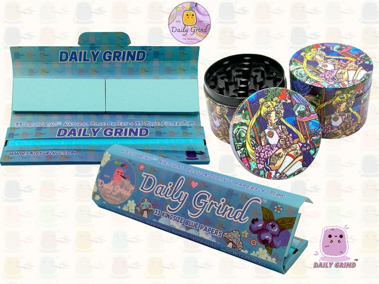 Cute Anime Baddie Parody - 50mm 4-Piece Premium Custom Metal Tobacco Herb Grinder Cute Gift Idea