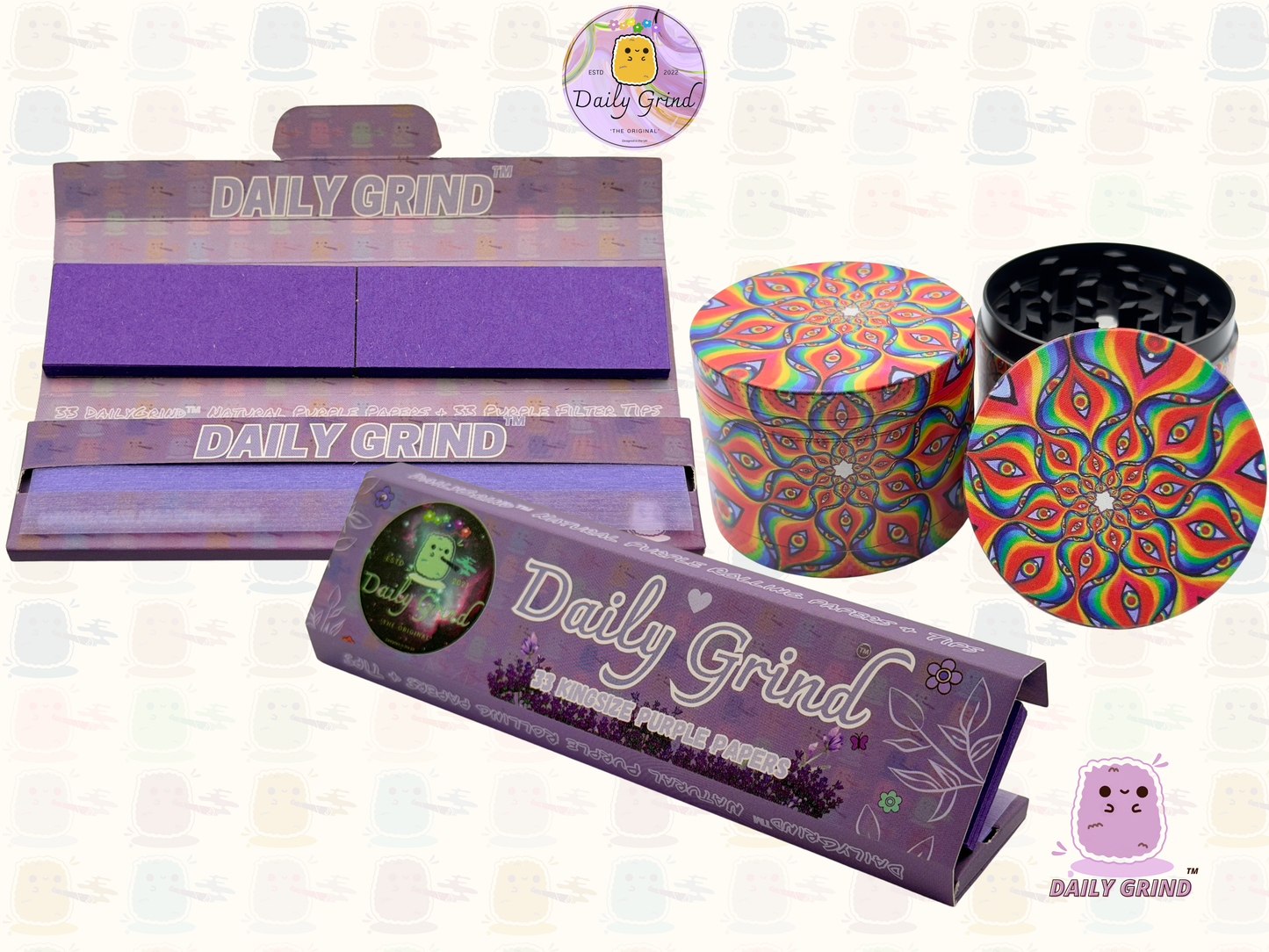 Motif Trippy coloré ondulé liquide Hallucination 50mm 4 pièces haute qualité personnalisé métal herbe broyeur cadeau 