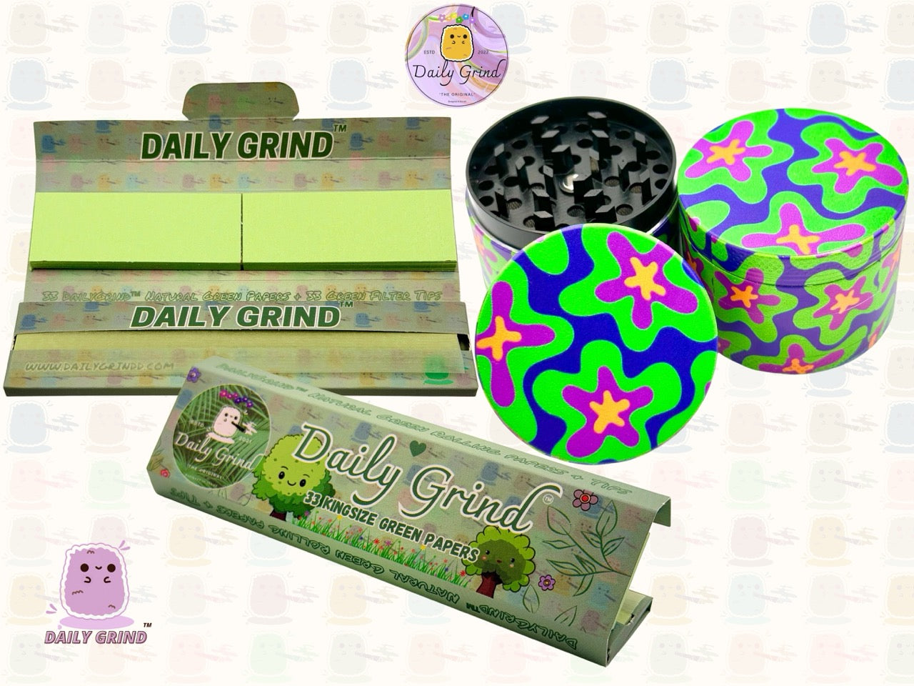 Colourful Cute 60's 70's Flower Power - 50mm 4-Piece High Quality Custom Metal Tobacco Herb Grinder Gift Idea