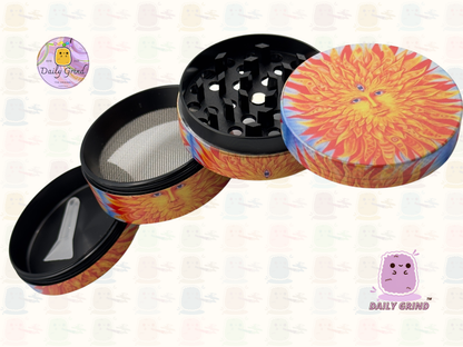 Sun God Third Eye - 50mm 4-Piece High Quality Custom Metal Tobacco Herb Grinder Gift Idea