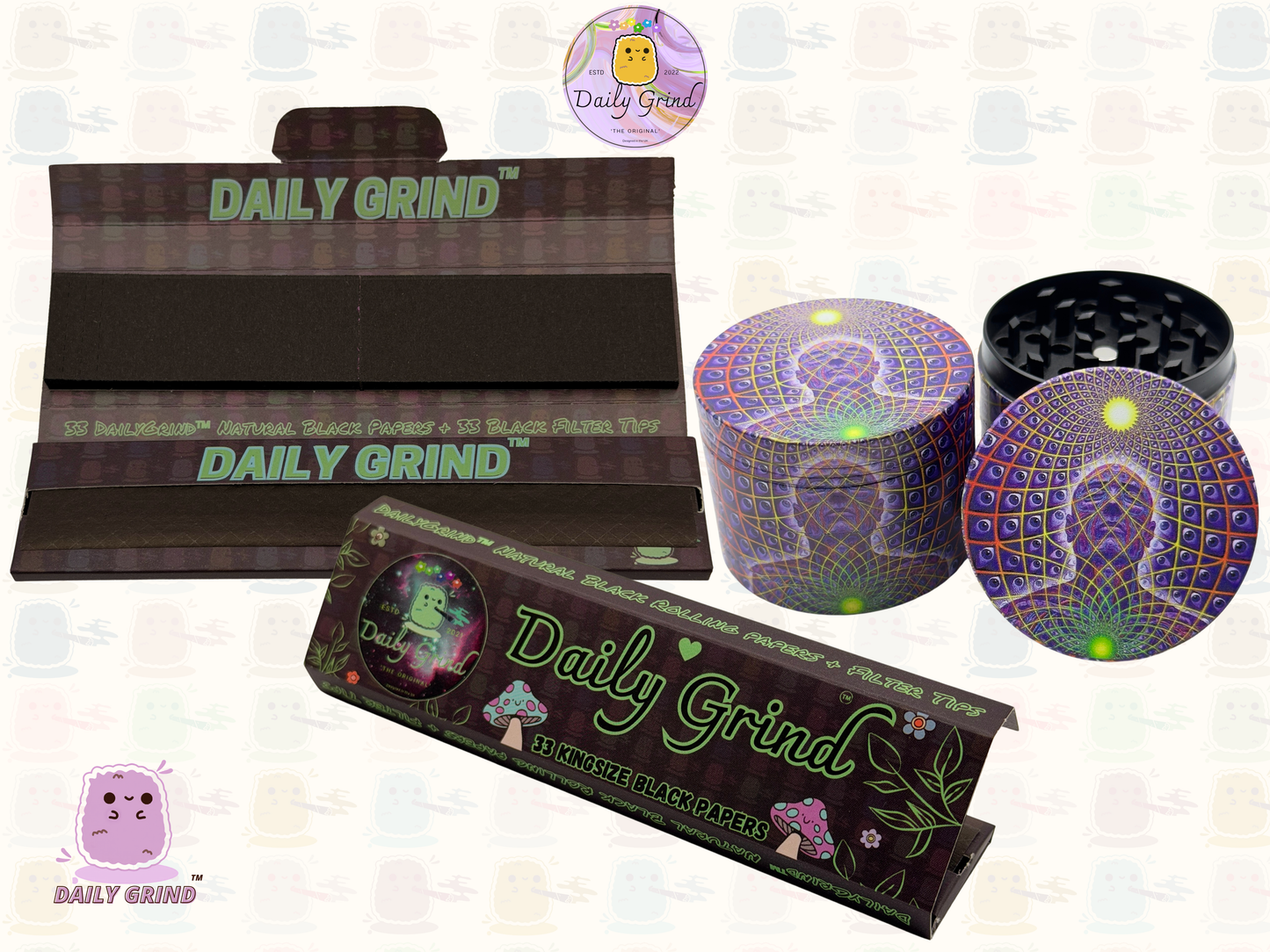 Motif Trippy coloré ondulé liquide Hallucination 50mm 4 pièces haute qualité personnalisé métal herbe broyeur cadeau 