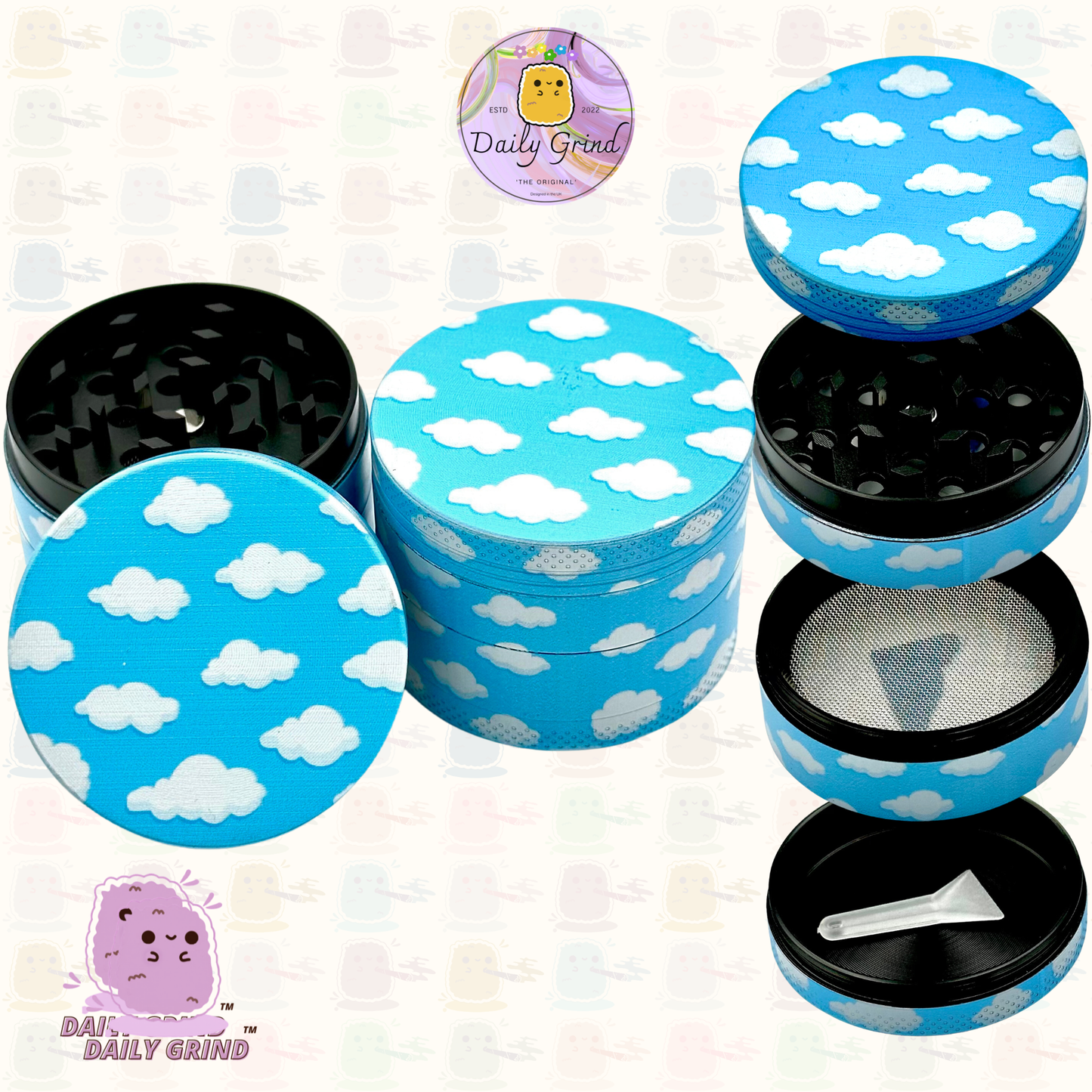 Cartoon Clouds Sunny Anime Blue Sky - 50mm 4 pièces de haute qualité personnalisé en métal broyeur d'herbes cadeau 