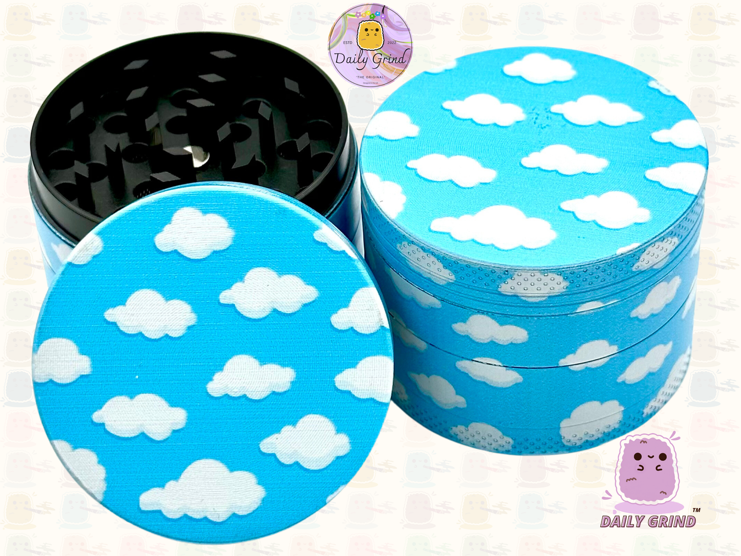 Cartoon Clouds Sunny Anime Blue Sky - 50mm 4 pièces de haute qualité personnalisé en métal broyeur d'herbes cadeau 
