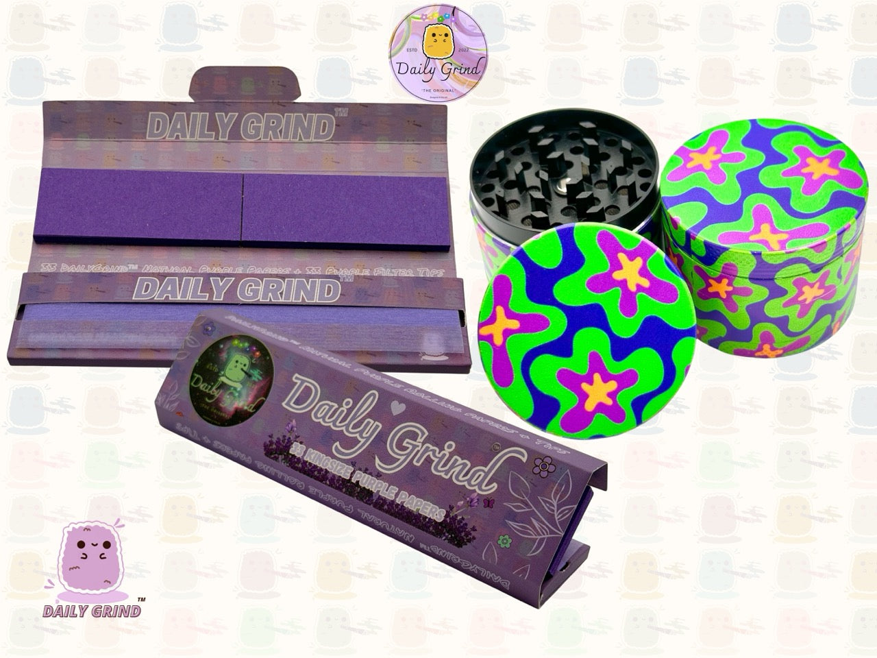 Colourful Cute 60's 70's Flower Power - 50mm 4-Piece High Quality Custom Metal Tobacco Herb Grinder Gift Idea