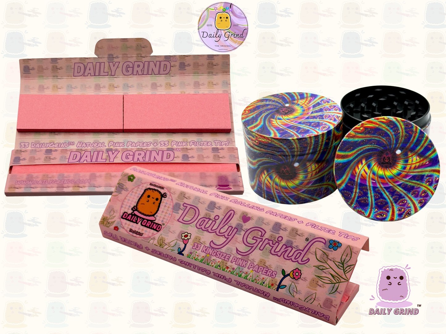 Motif Trippy coloré ondulé liquide Hallucination 50mm 4 pièces haute qualité personnalisé métal herbe broyeur cadeau 