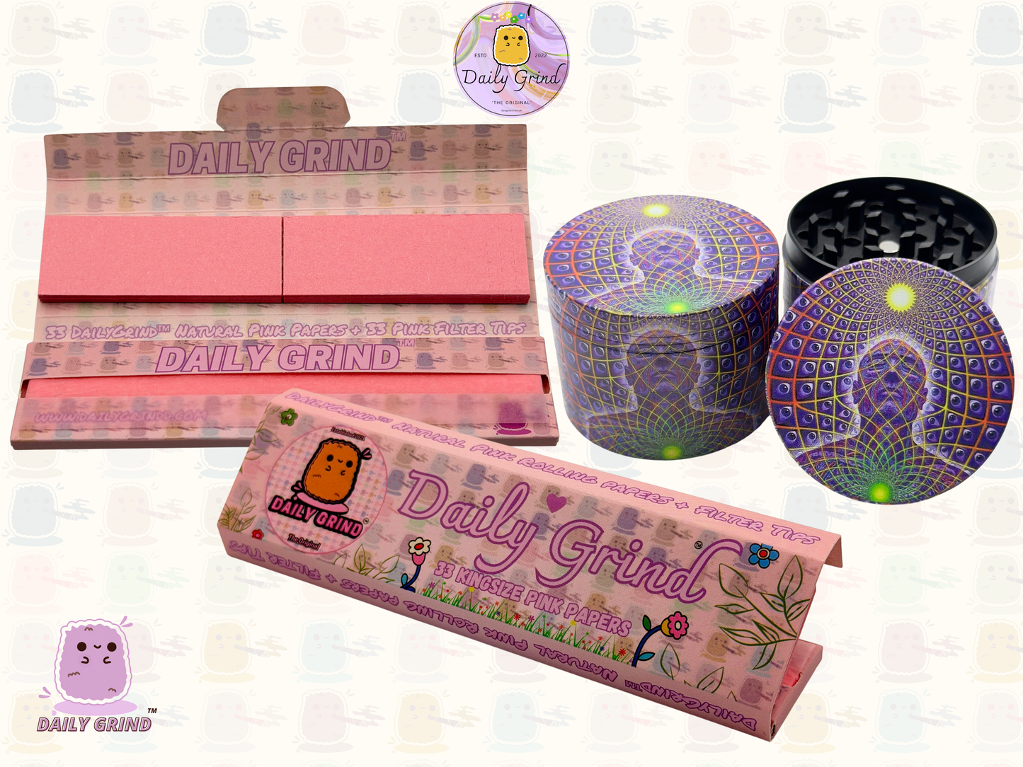 Motif Trippy coloré ondulé liquide Hallucination 50mm 4 pièces haute qualité personnalisé métal herbe broyeur cadeau 