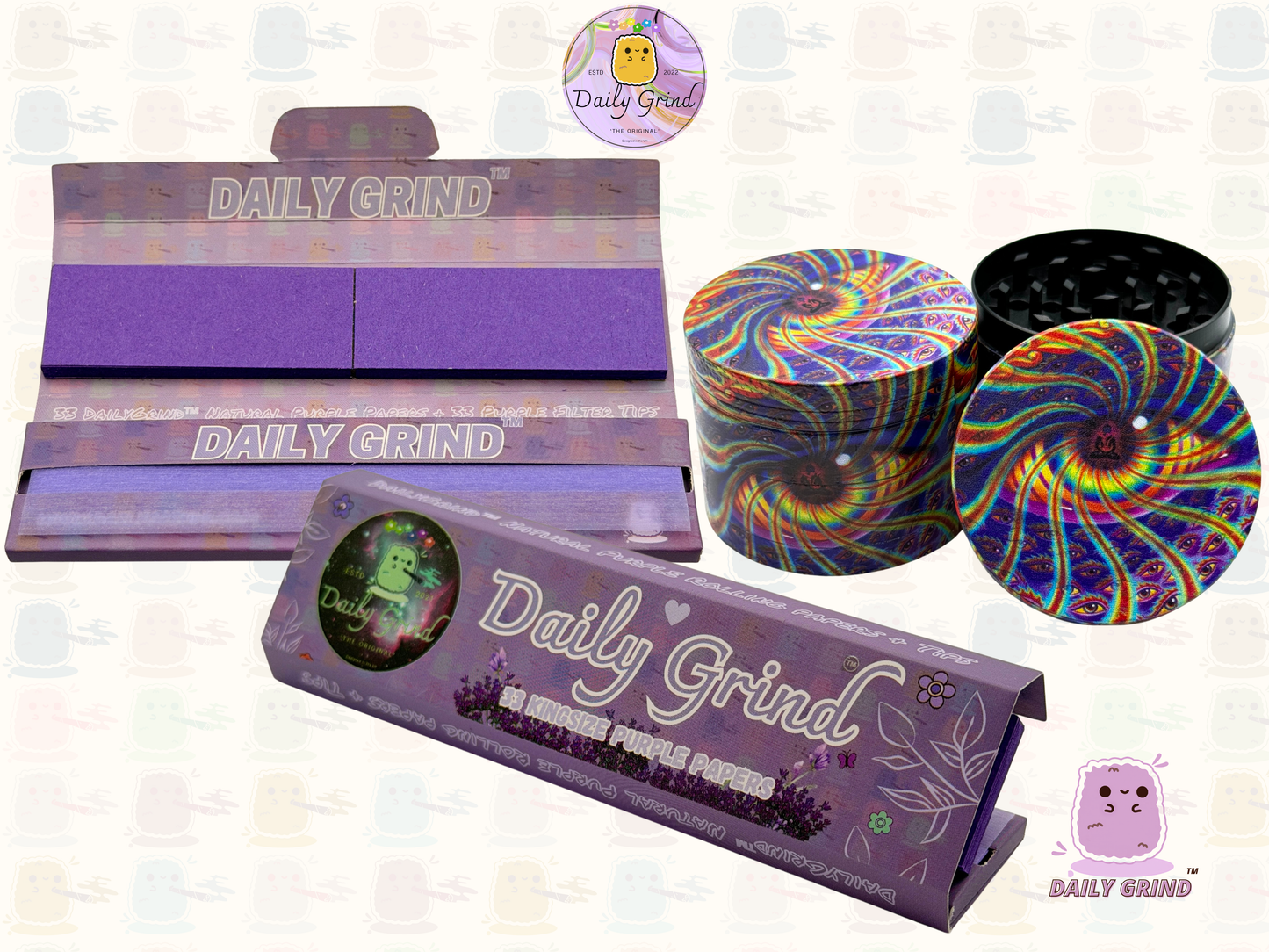 Motif Trippy coloré ondulé liquide Hallucination 50mm 4 pièces haute qualité personnalisé métal herbe broyeur cadeau 
