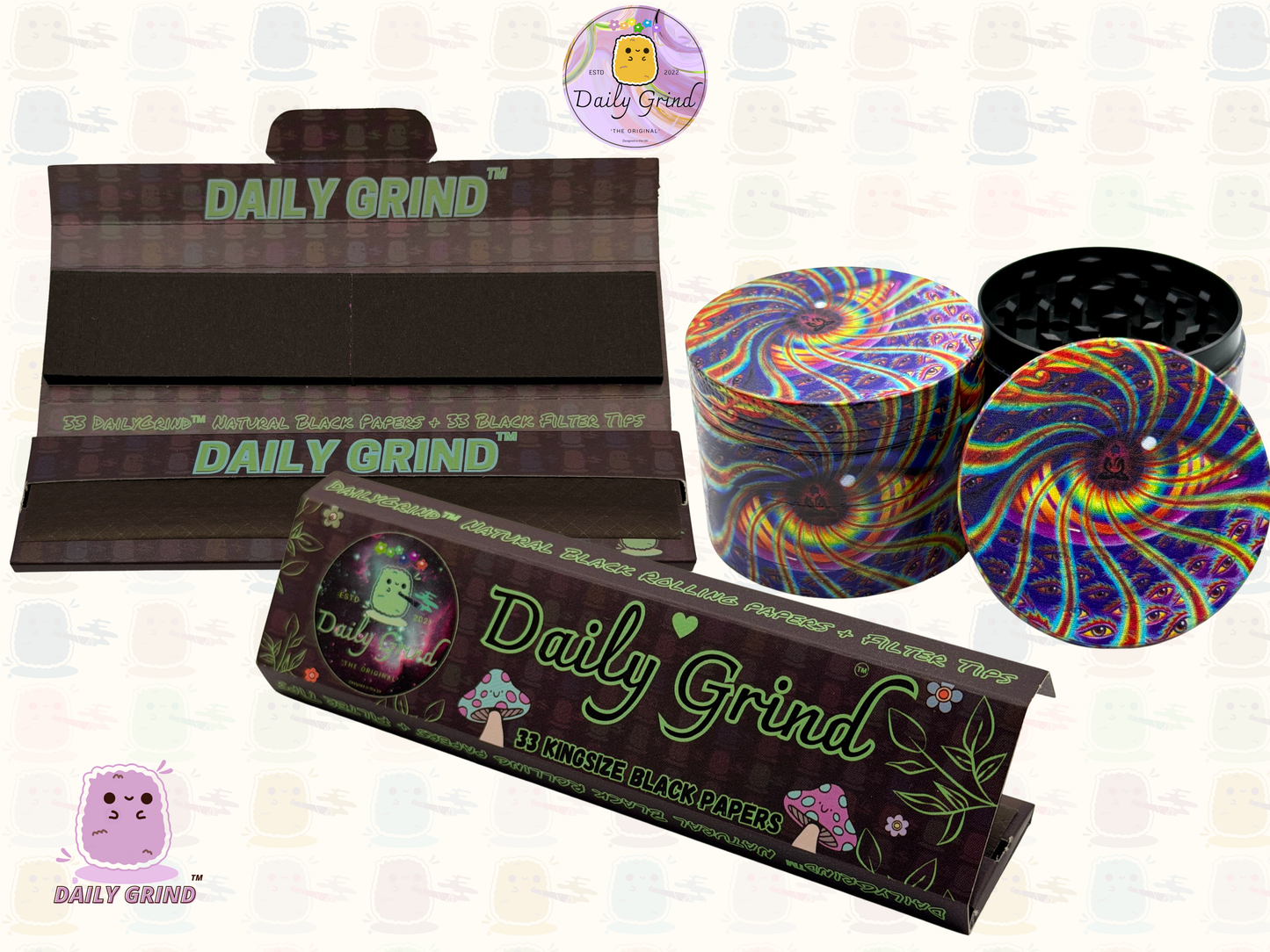 Motif Trippy coloré ondulé liquide Hallucination 50mm 4 pièces haute qualité personnalisé métal herbe broyeur cadeau 
