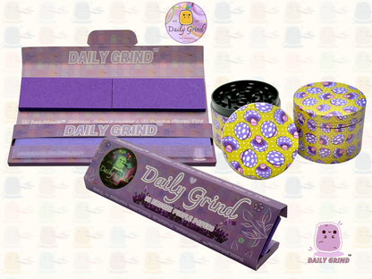 Purple Fly Agaric Mushroom Yellow - 50mm 4-Piece High Quality Custom Metal Tobacco Herb Grinder Gift Idea