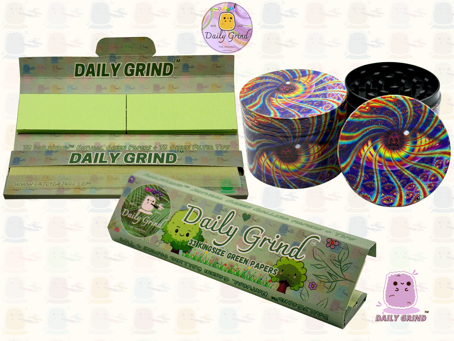 Motif Trippy coloré ondulé liquide Hallucination 50mm 4 pièces haute qualité personnalisé métal herbe broyeur cadeau 