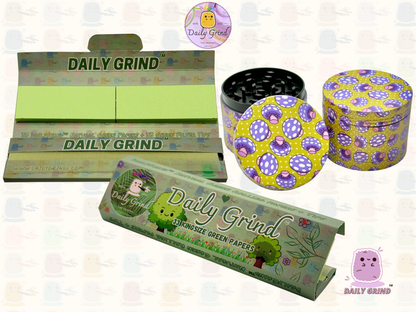 Purple Fly Agaric Mushroom Yellow - 50mm 4-Piece High Quality Custom Metal Tobacco Herb Grinder Gift Idea